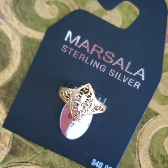 Marsala Sterling Silver Gold Toned Ring - Picture 2 of 3